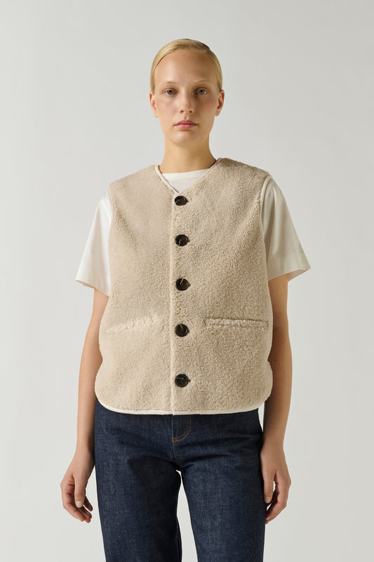 Gilet Sans Manches Fusil - Ecru - Femme