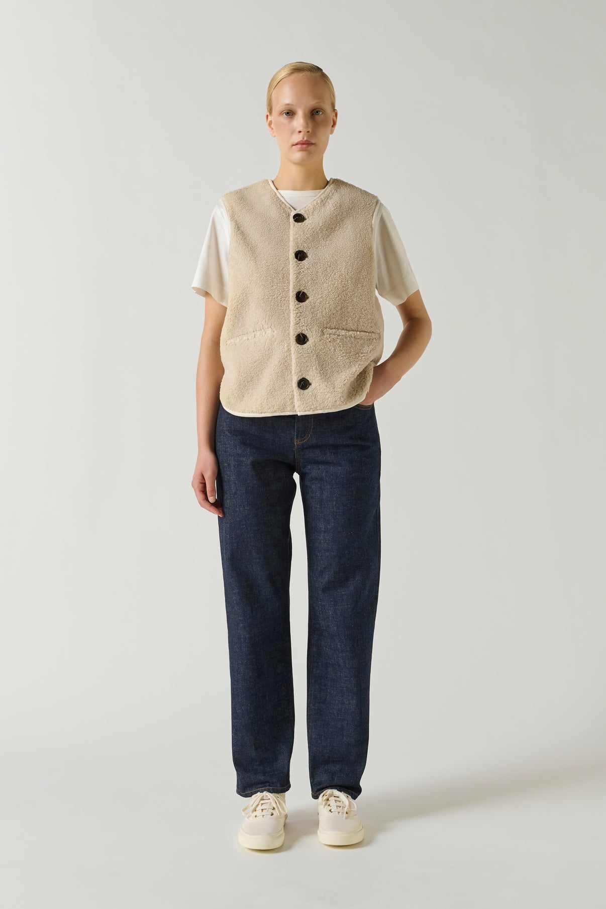 Gilet Sans Manches Fusil - Ecru - Femme vue 2